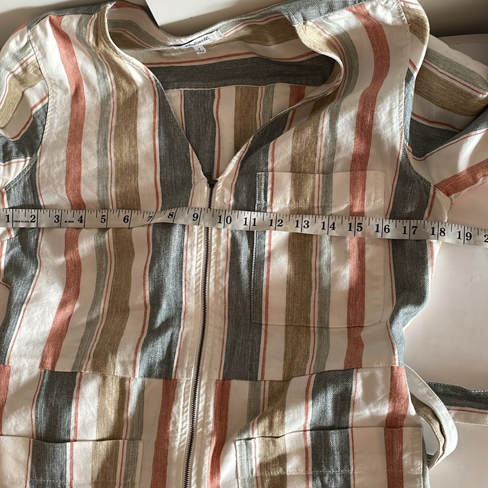 Madewell V-neck Tie-Waist New March Stripe Rusted Tin Boho Jumpsuit size 6 - Picture 7 of 10